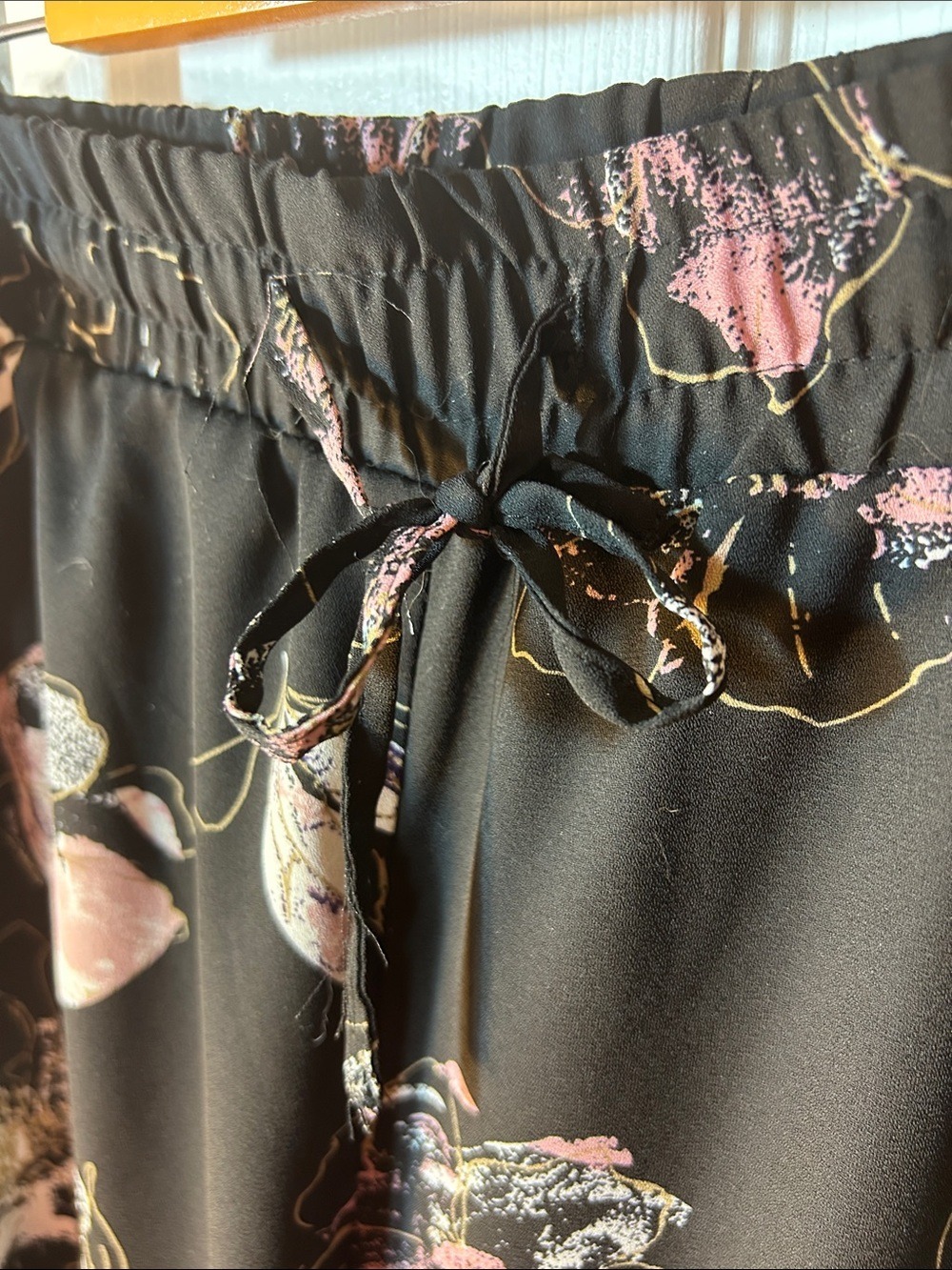 Jules & Leopold Black Floral Wide Leg Crop Pants Pink & Cream Blooms Size 2X - Picture 5 of 7